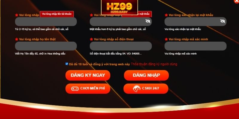 Đăng ký HZ99 chính chủ giúp xác minh KYC nhanh và an toàn Đăng ký HZ99 chính chủ giúp xác minh KYC nhanh và an toàn